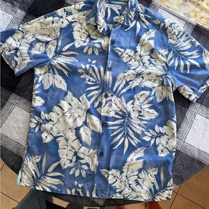 Tommy Bahama Blue and Cream Floral Shirt